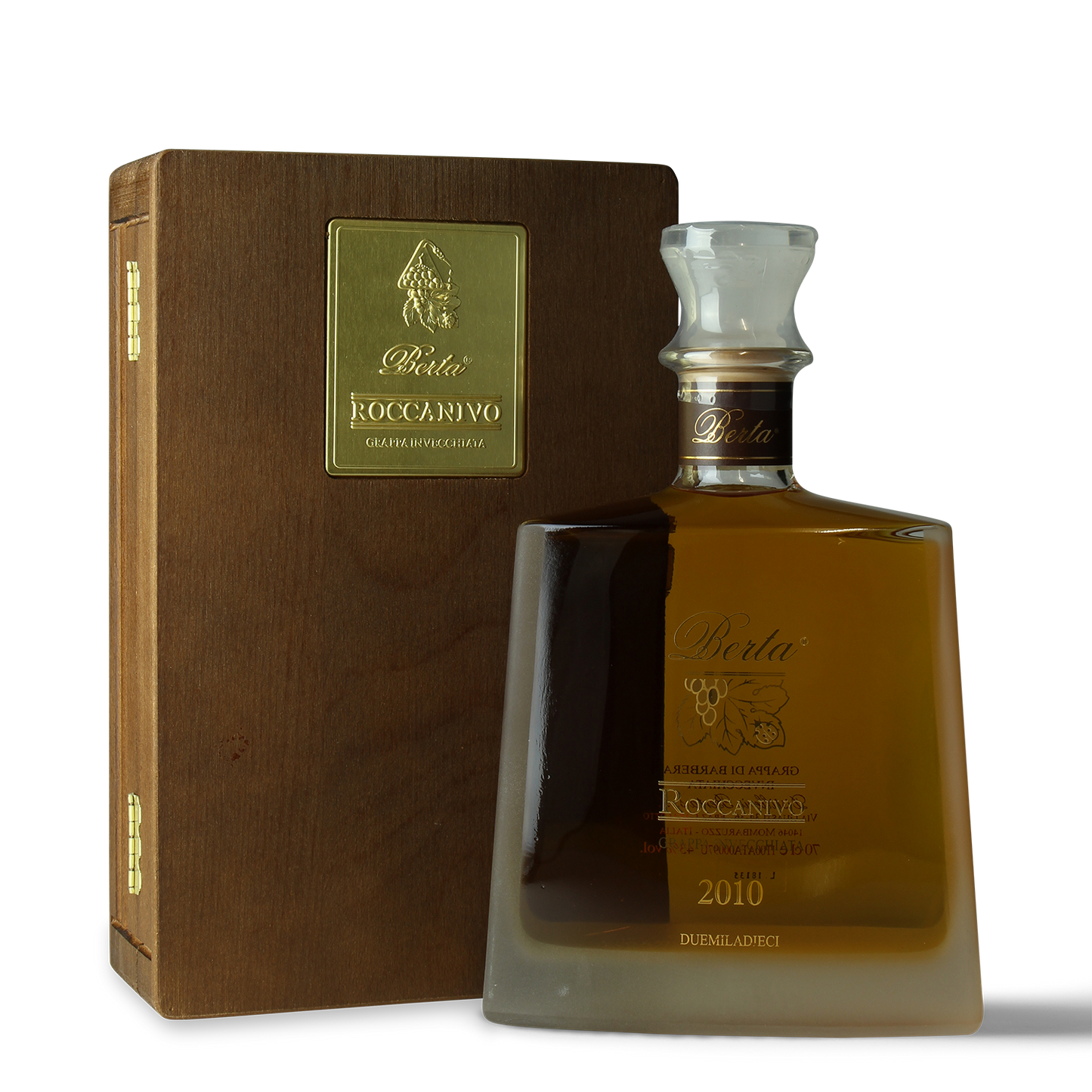 Flasche und Holzkiste Berta.