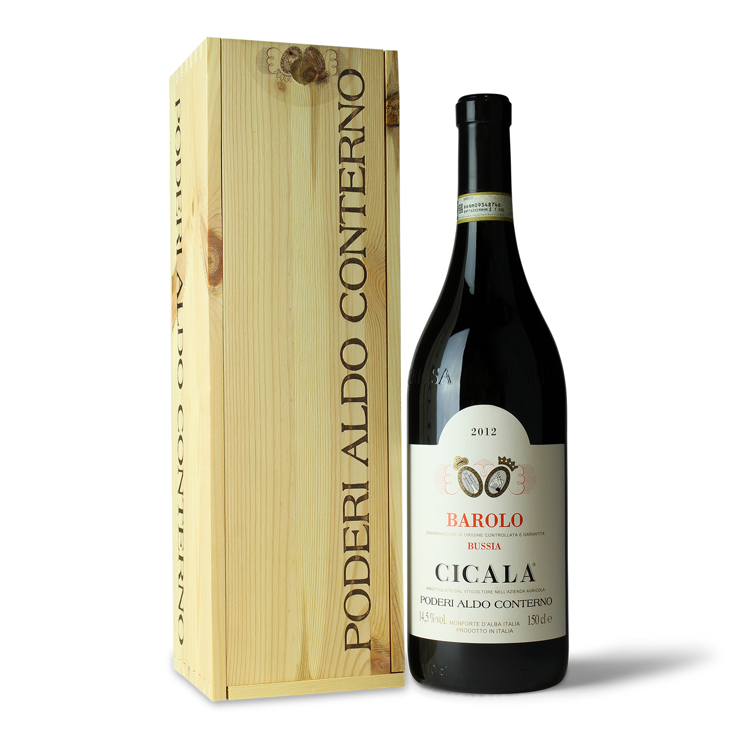 Barolo Weinflasche mit Holzkiste