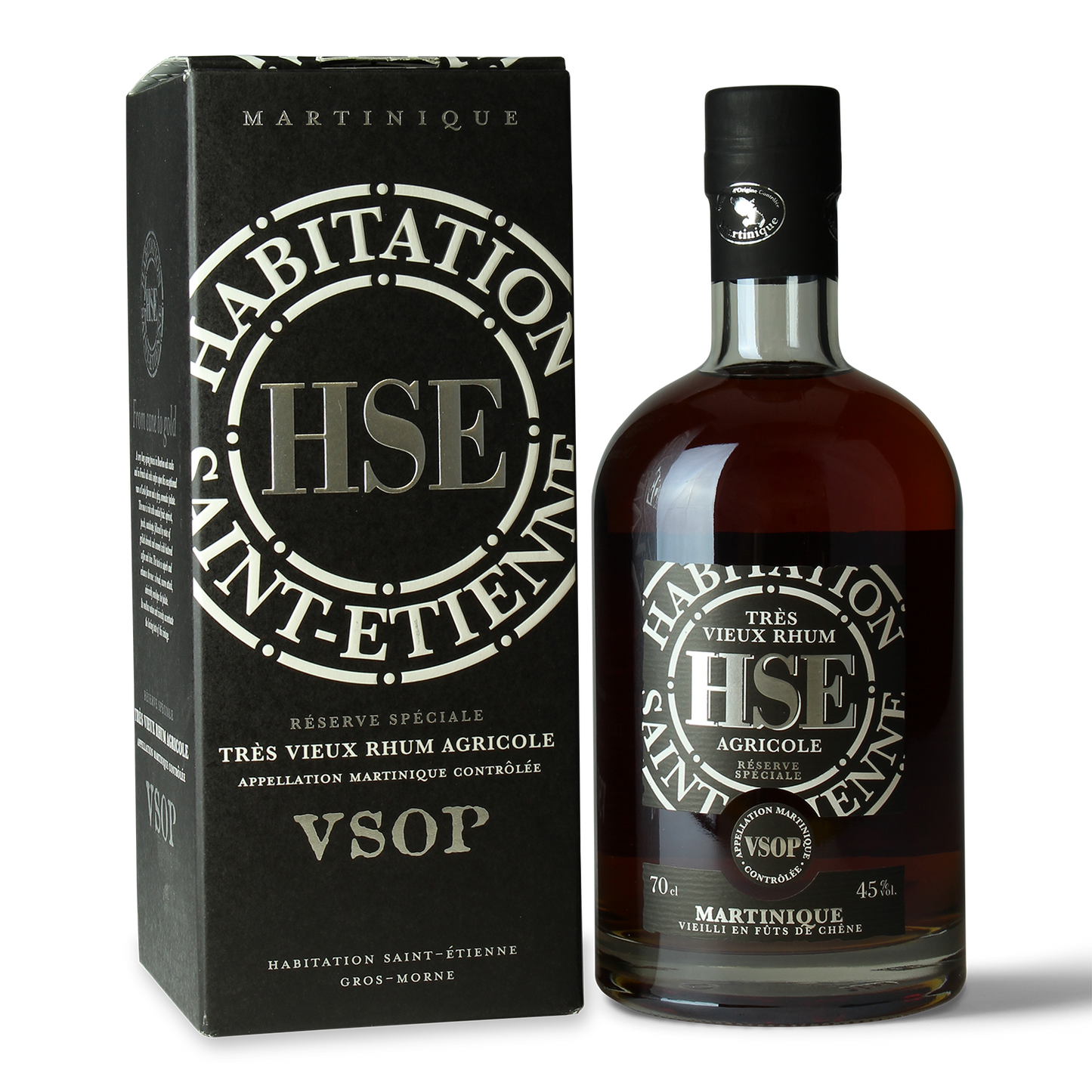 Flasche und Verpackung von Rum.