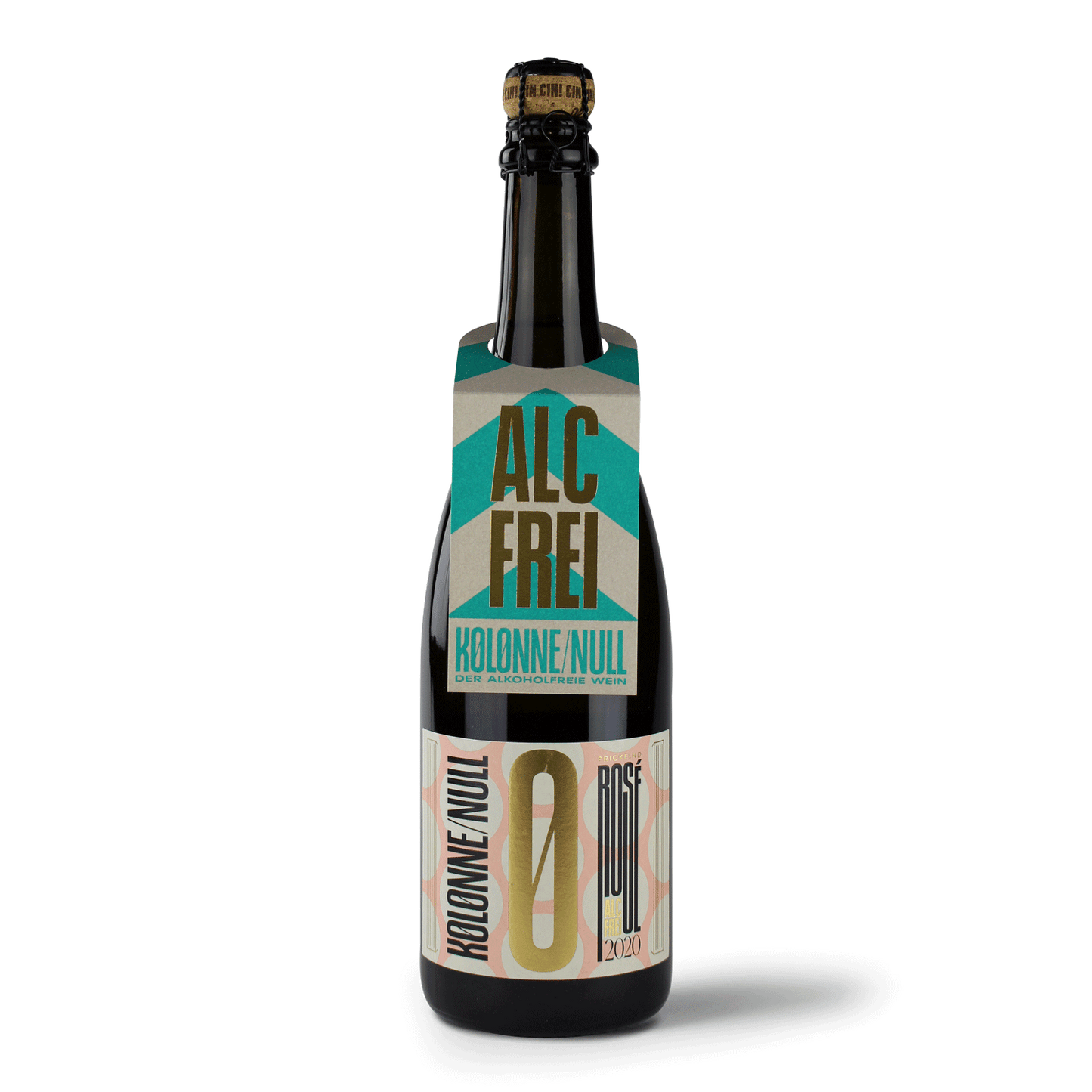 Flasche alkoholfreier Roséwein.