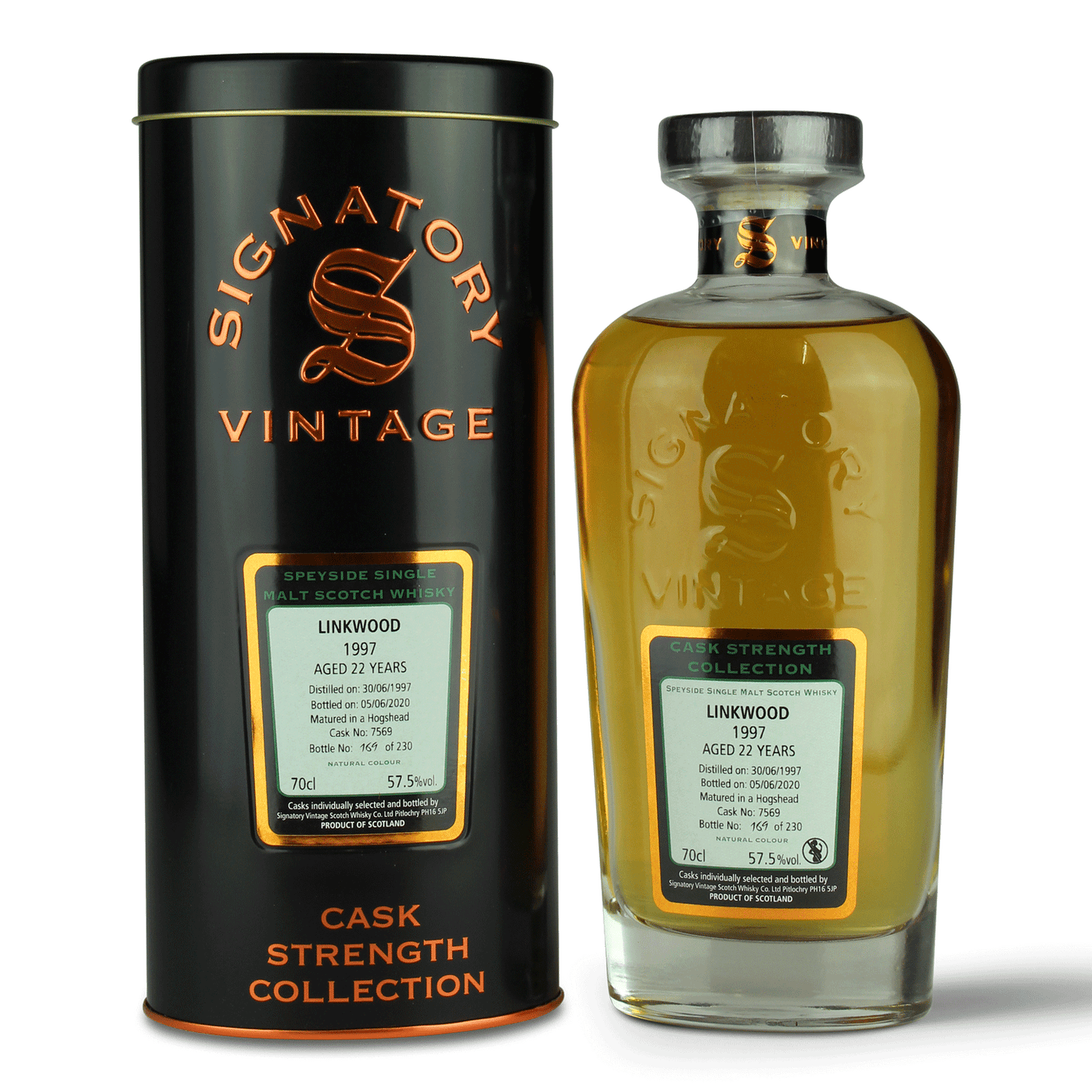 Whiskyflasche und Dose, Signatory Vintage.