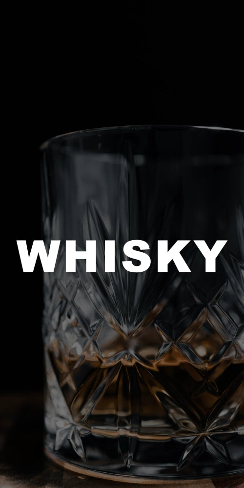 Whiskyglas mit Schriftzug "WHISKY".