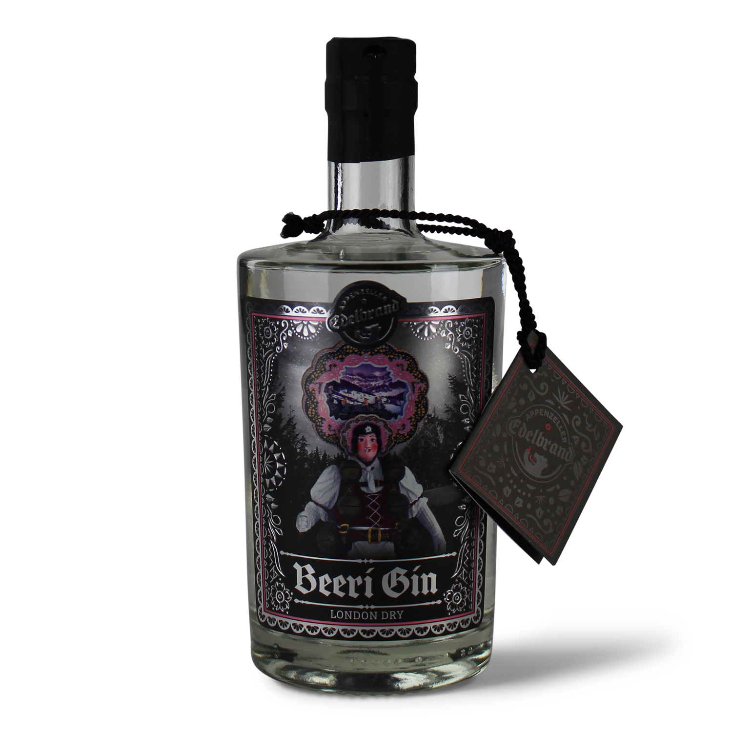 Flasche Beeri Gin mit Etikett.