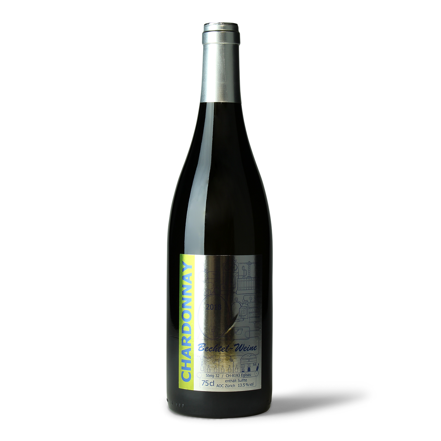 Weinflasche, Bechtel Chardonnay, 75cl.