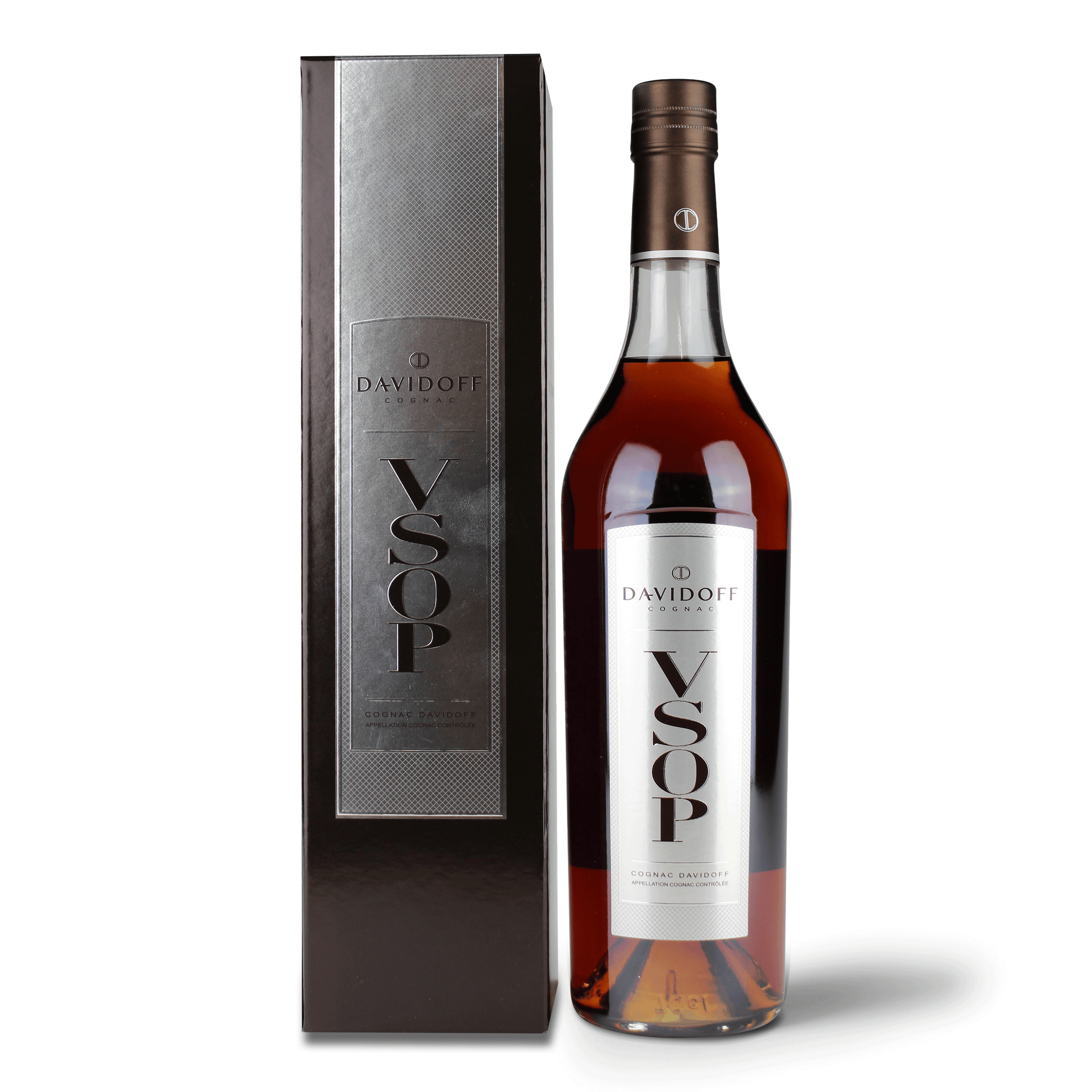 Flasche und Verpackung von Cognac.