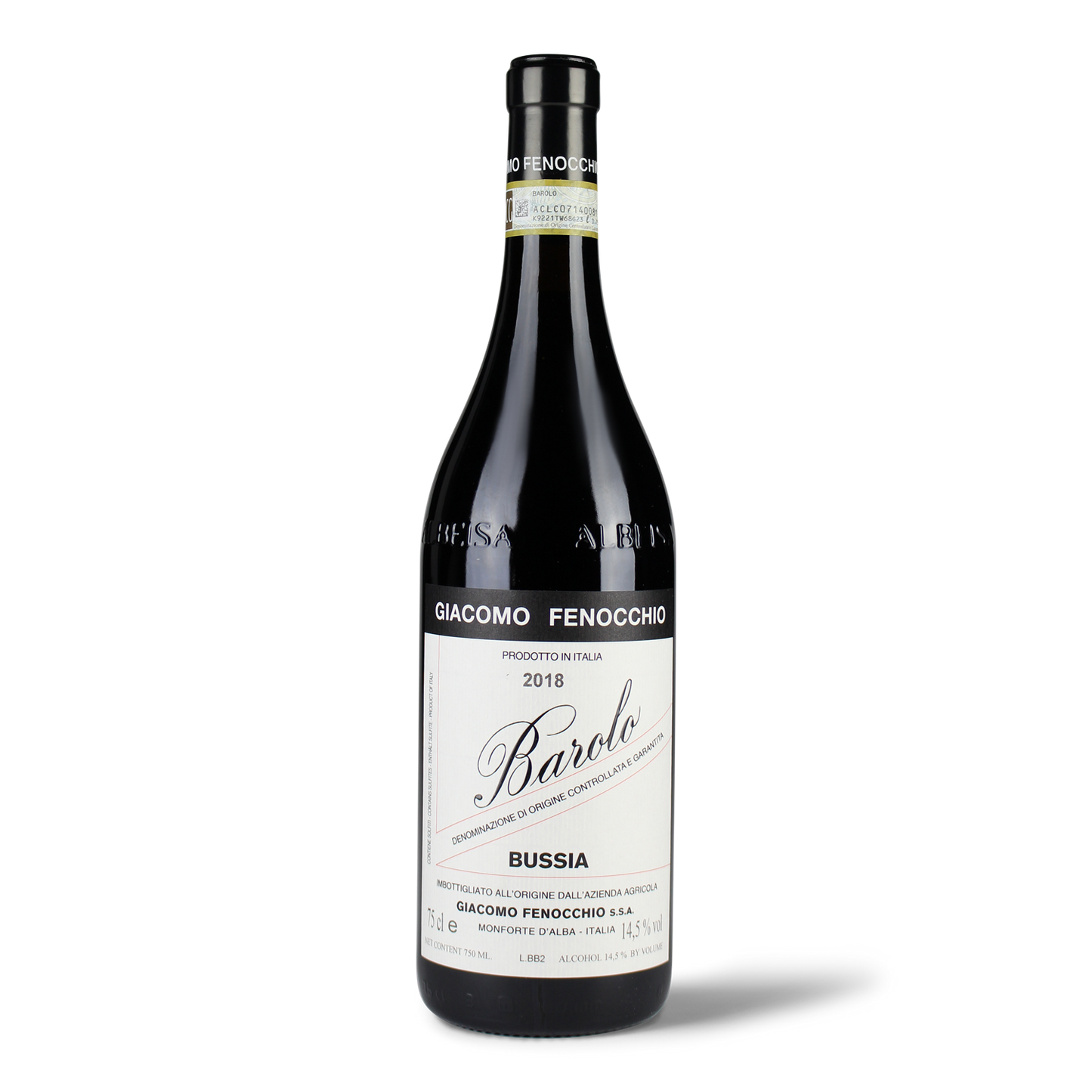 Flasche Barolo Wein, Jahrgang 2018.