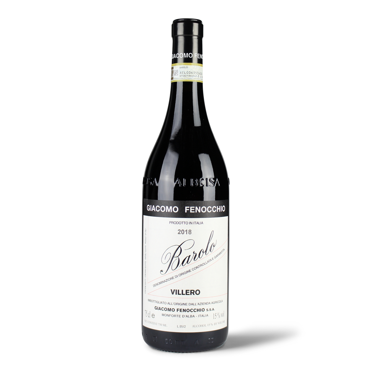 Flasche Barolo Wein, Jahrgang 2018.