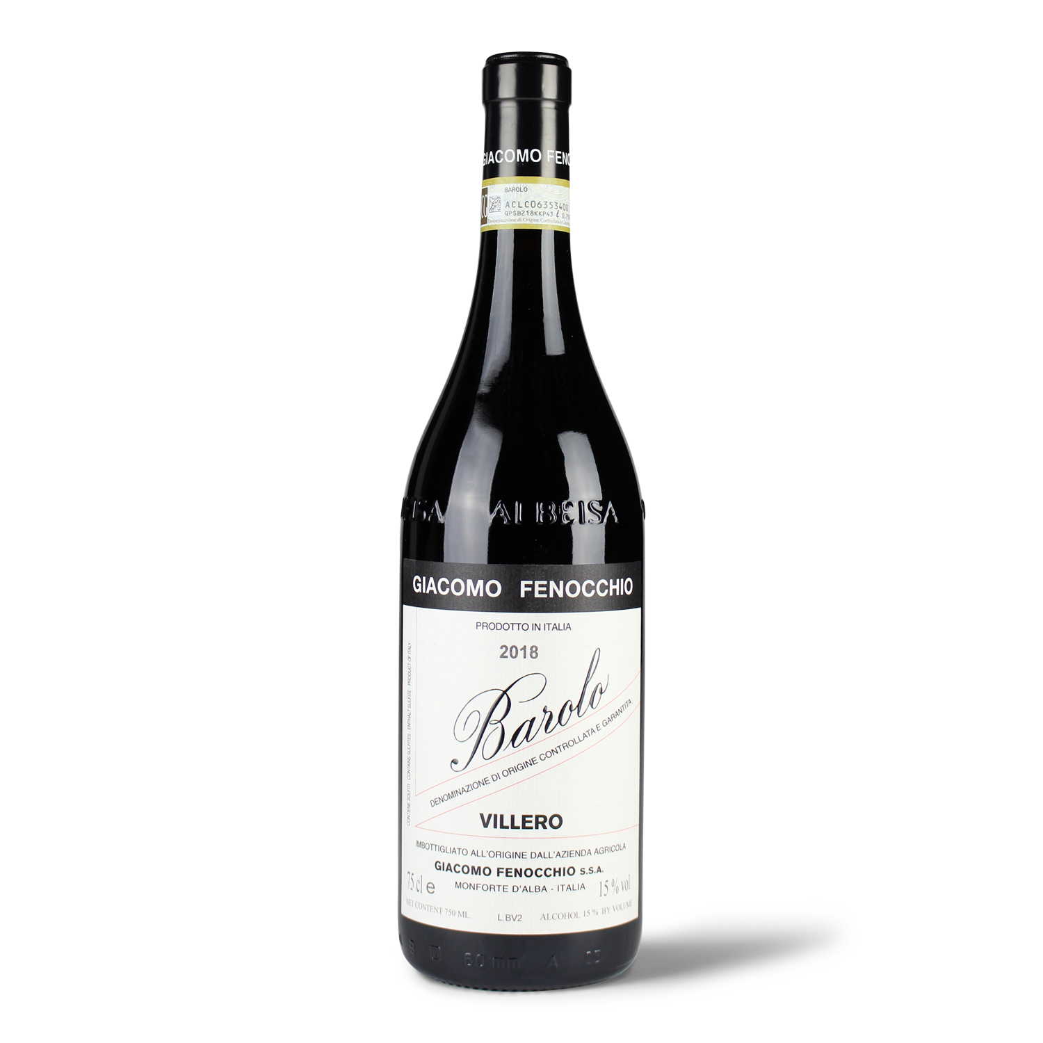 Flasche Barolo Wein, Jahrgang 2018.