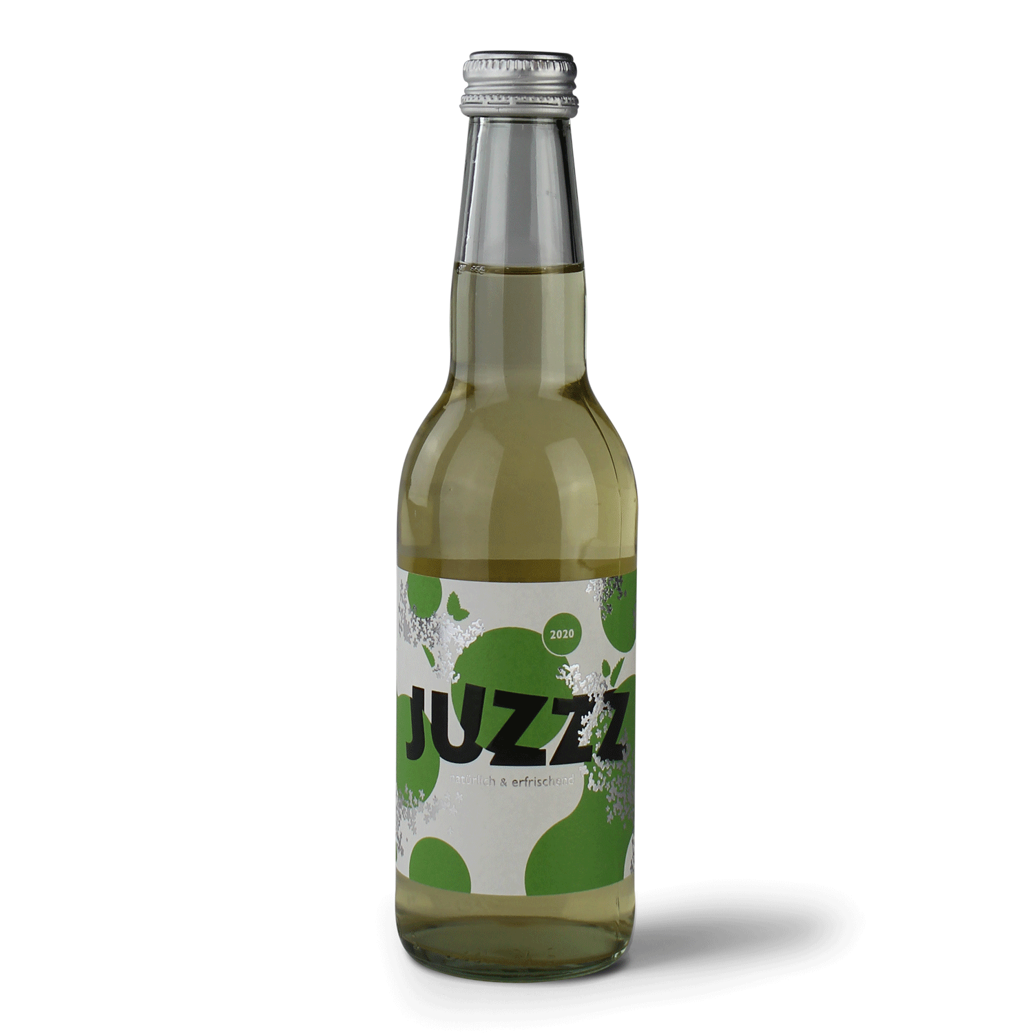 Grüne Flasche mit Juzzz-Label.