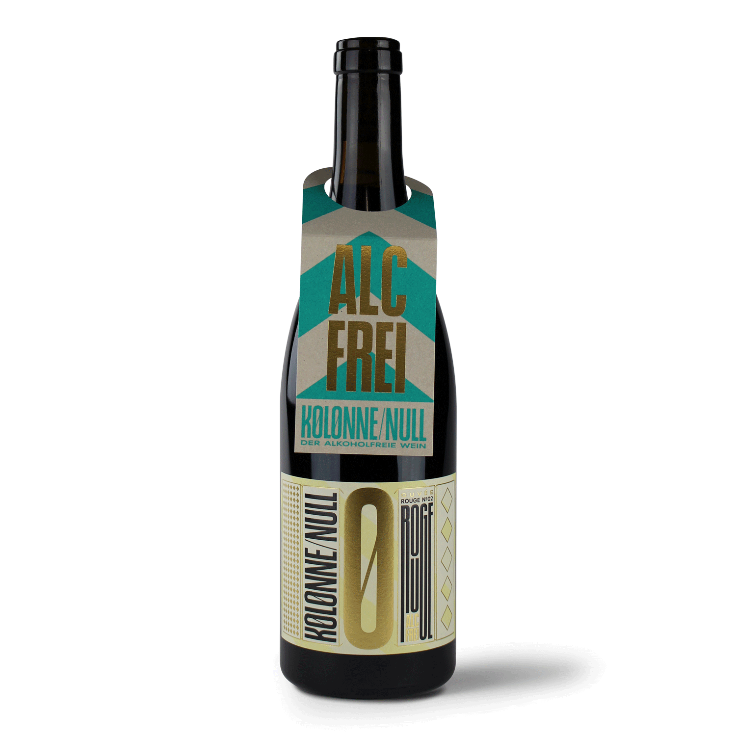 Flasche alkoholfreier Rotwein Kolonne Null.