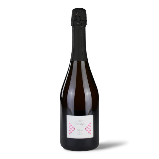 Flasche Rosé-Sekt mit Etikett.