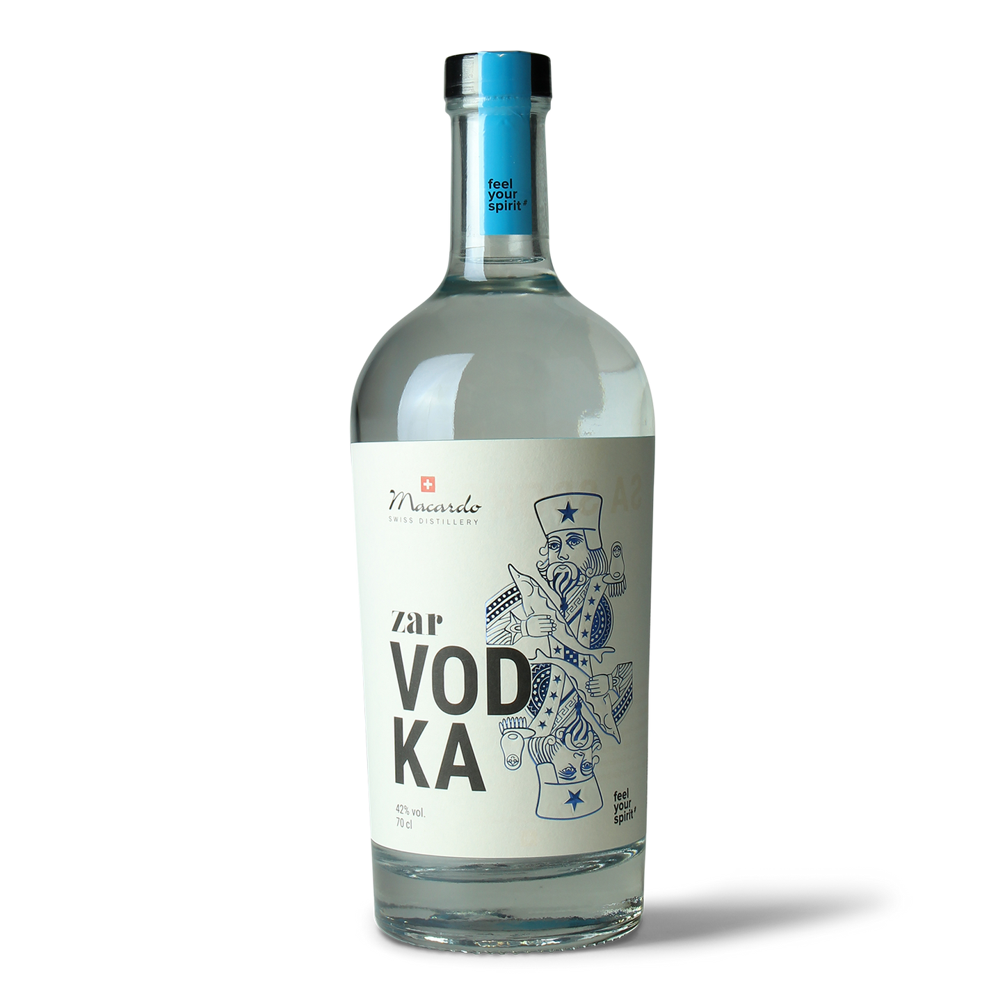 Flasche Zar Vodka mit Etikett.