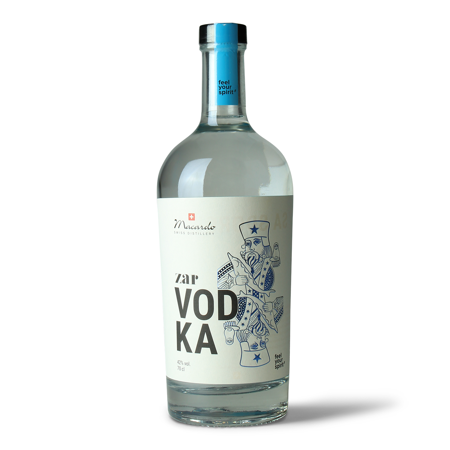 Flasche Zar Vodka mit Etikett.