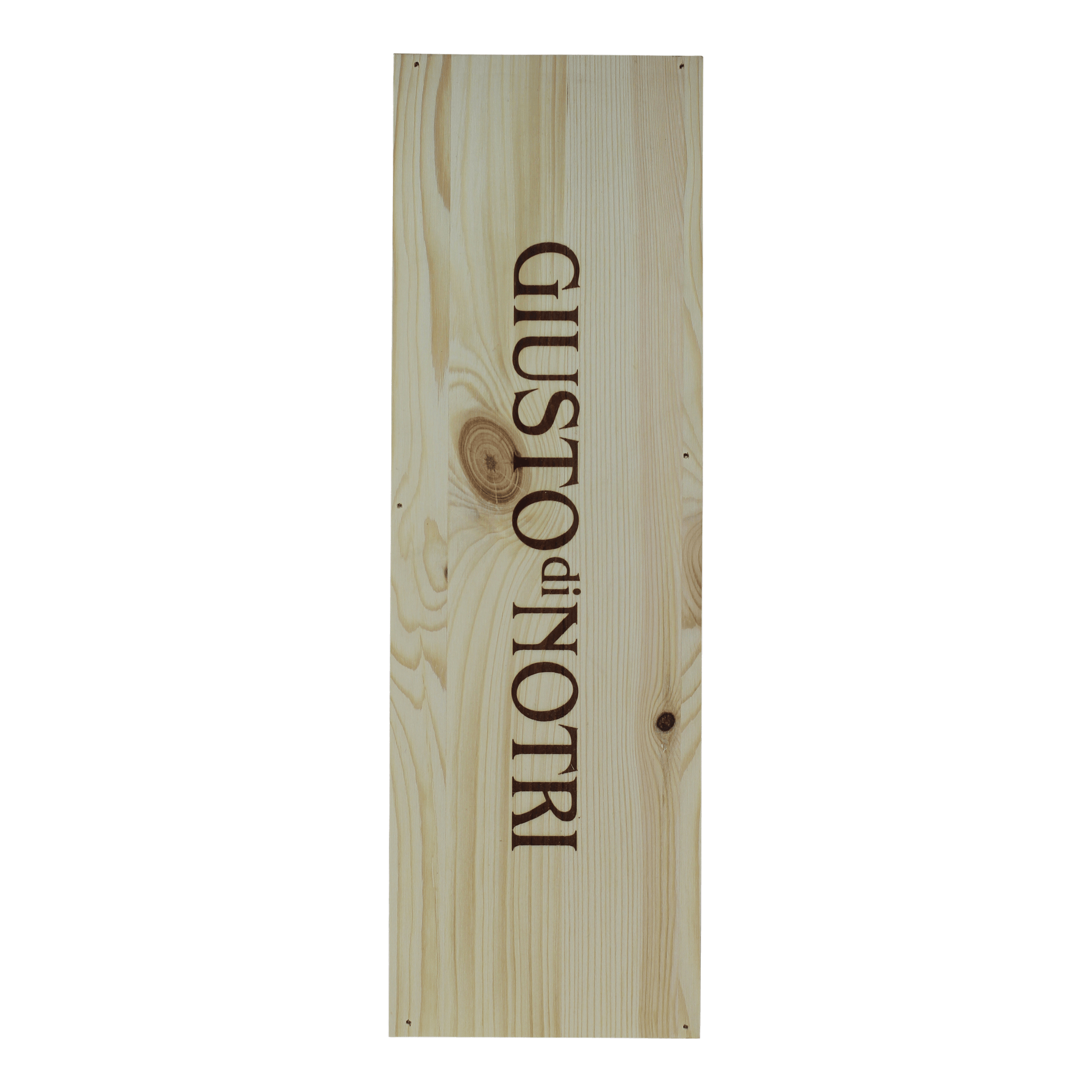 Holzkiste mit Schriftzug "Giusto di Notri".