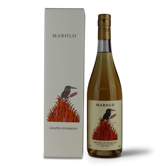 Flasche Grappa di Barolo, Verpackung.