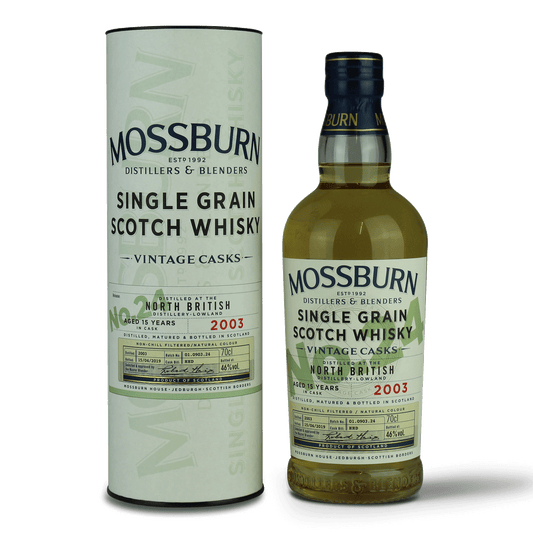 Whiskyflasche und Verpackung Mossburn.