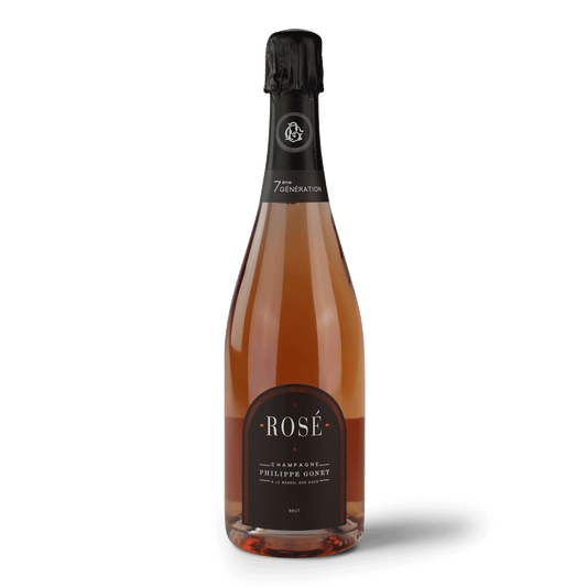 Flasche Rosé Champagner auf Weiß.