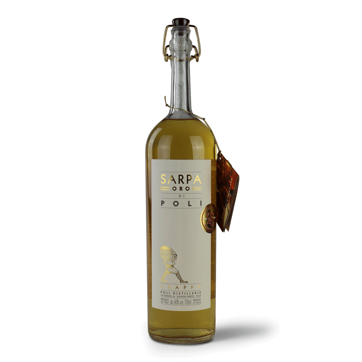 Flasche Sarpa Oro Grappa Poli.