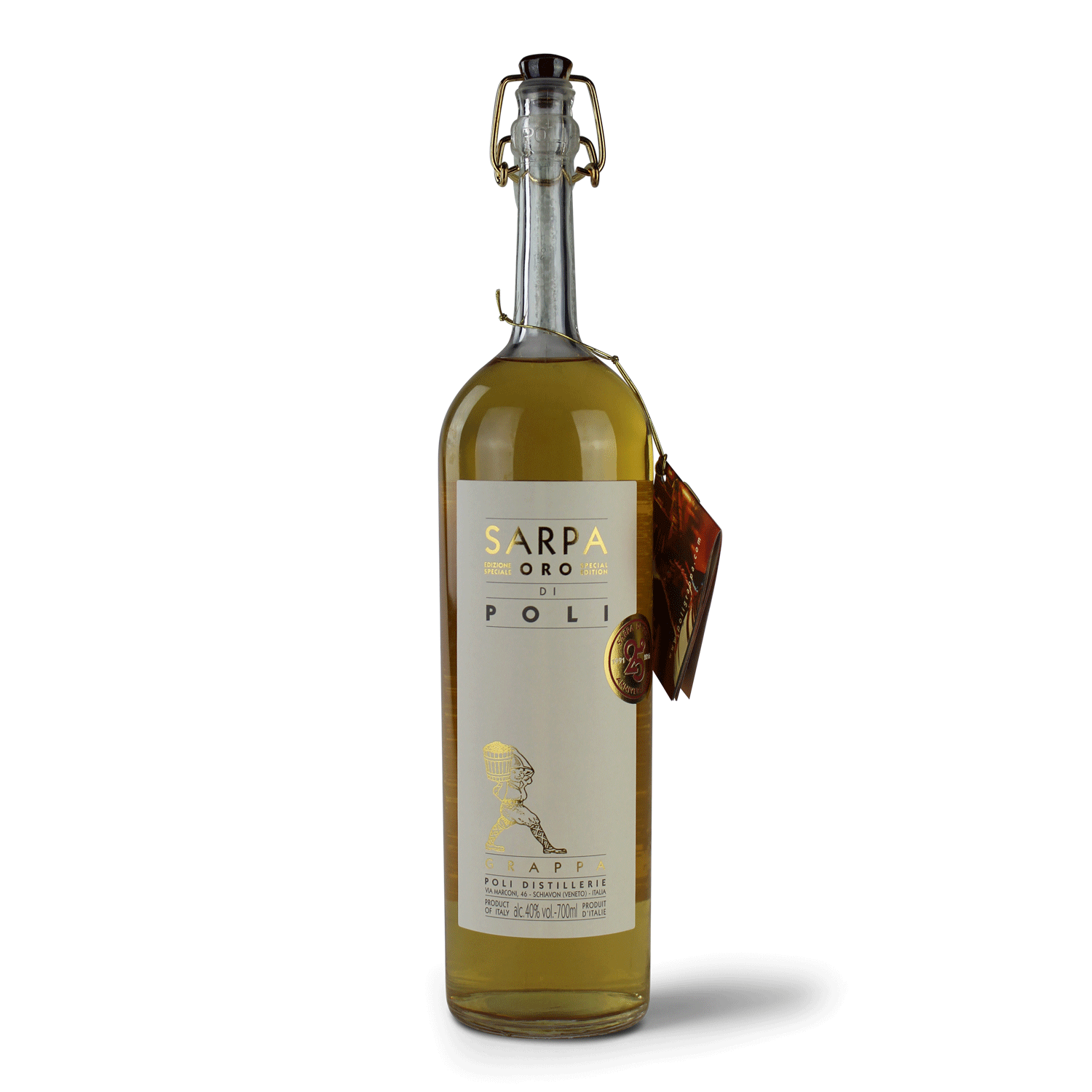 Flasche Sarpa Oro Grappa Poli.