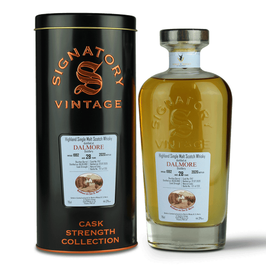 Whiskyflasche und Dose, Signatory Vintage.