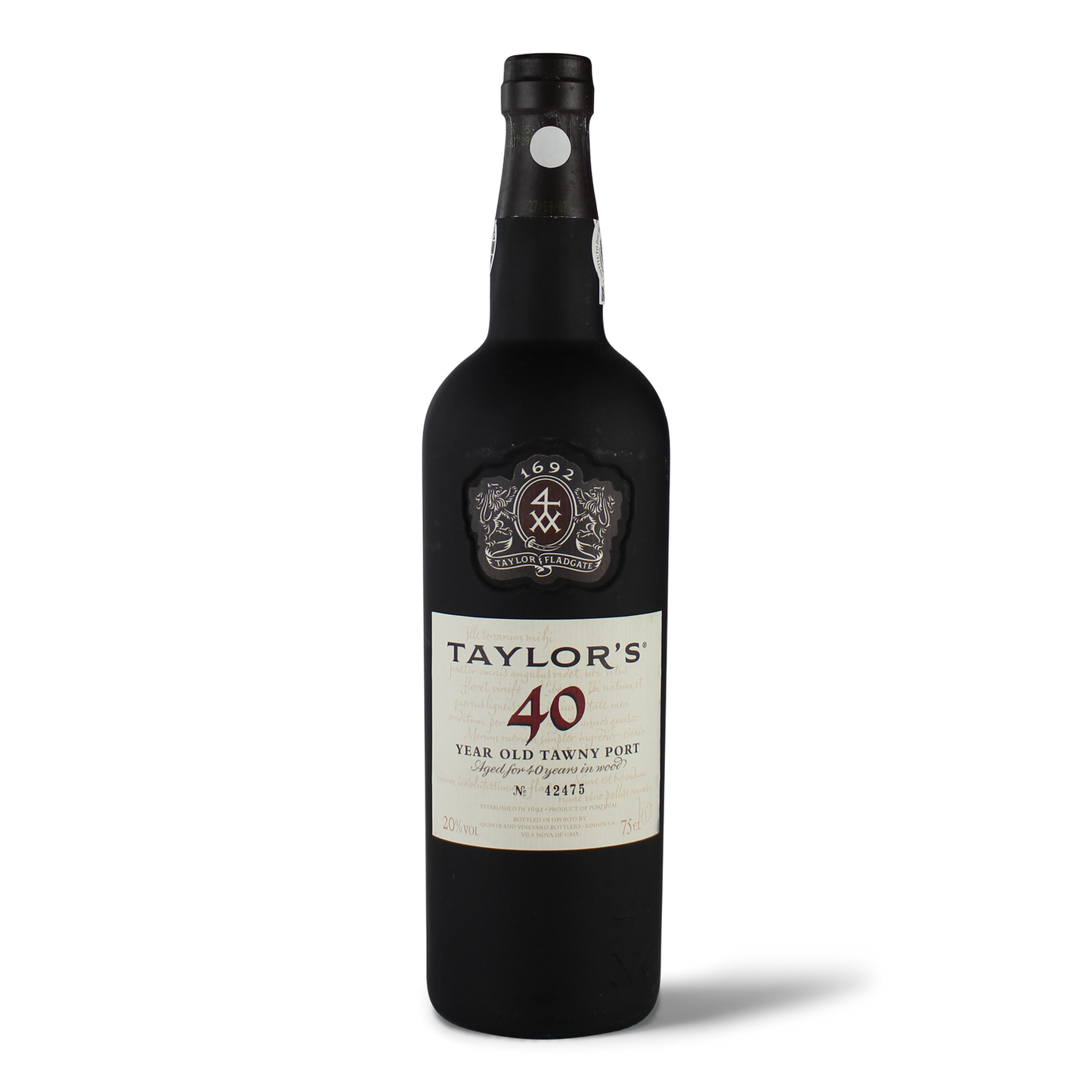 Flasche Taylor's 40 Jahre Portwein.