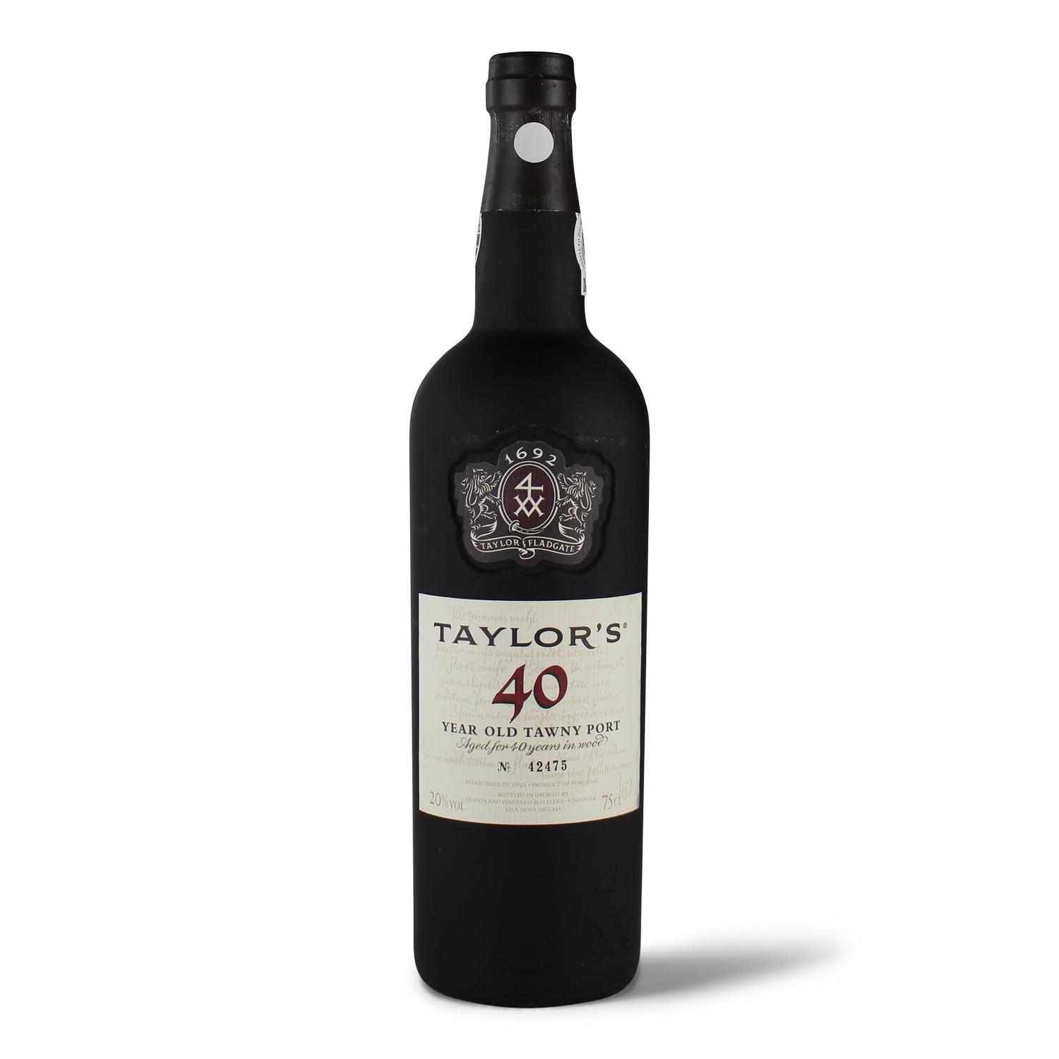 Flasche Taylor's 40 Jahre Portwein.