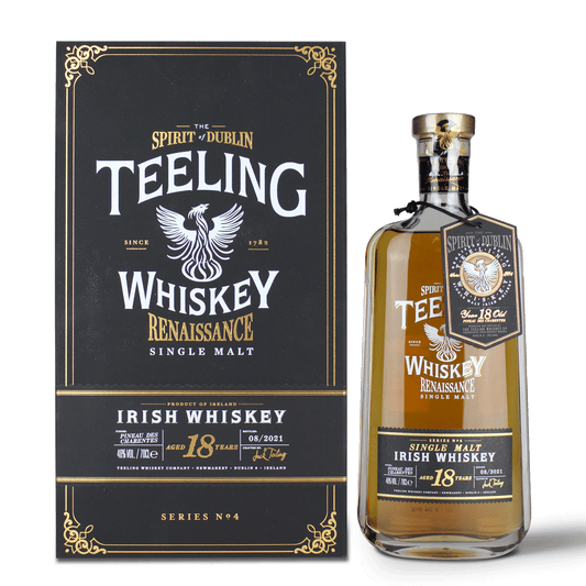 Teeling Whiskey Flasche und Verpackung.