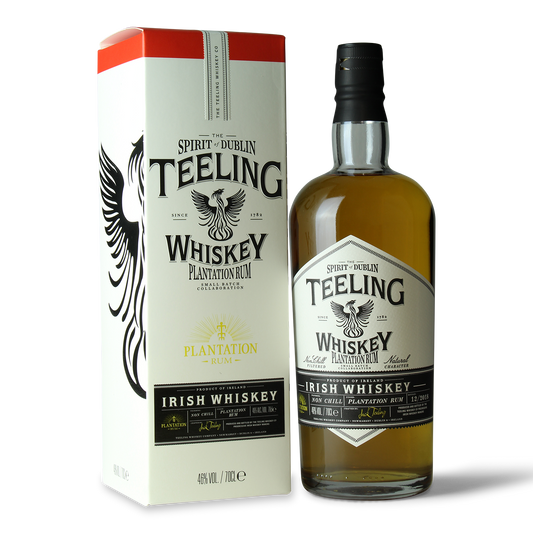 Teeling Whiskey Flasche und Verpackung.