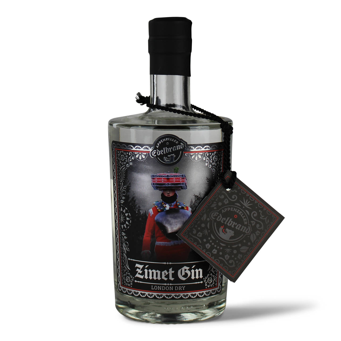 Flasche Zimet Gin mit Etikett.