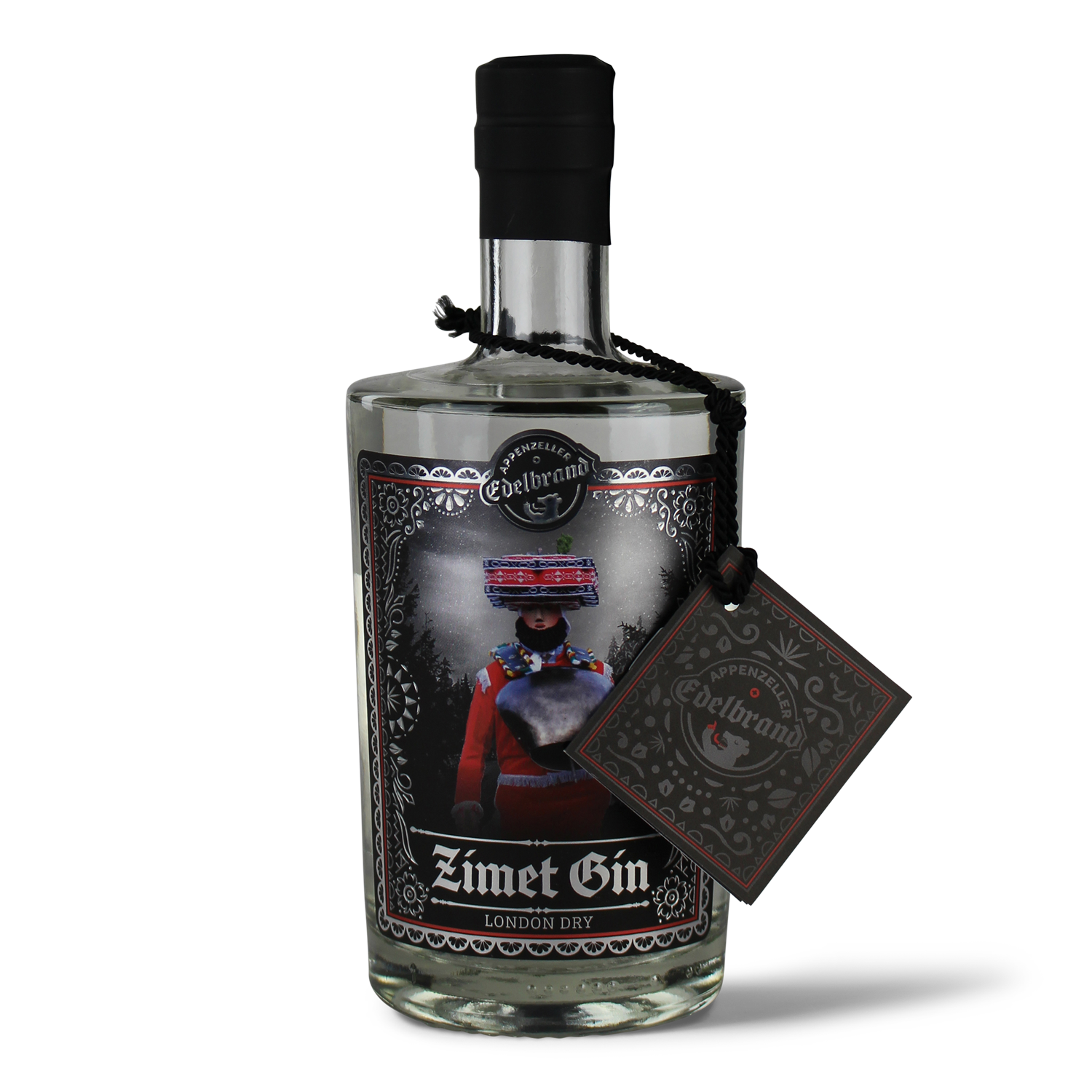 Flasche Zimet Gin mit Etikett.