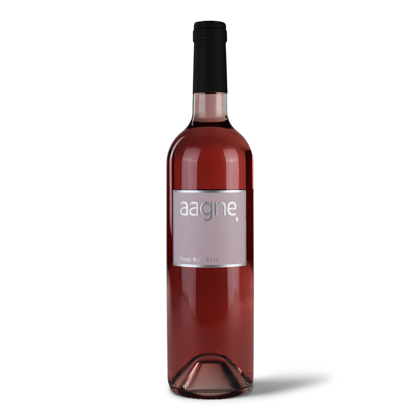 Roséweinflasche mit Etikett.