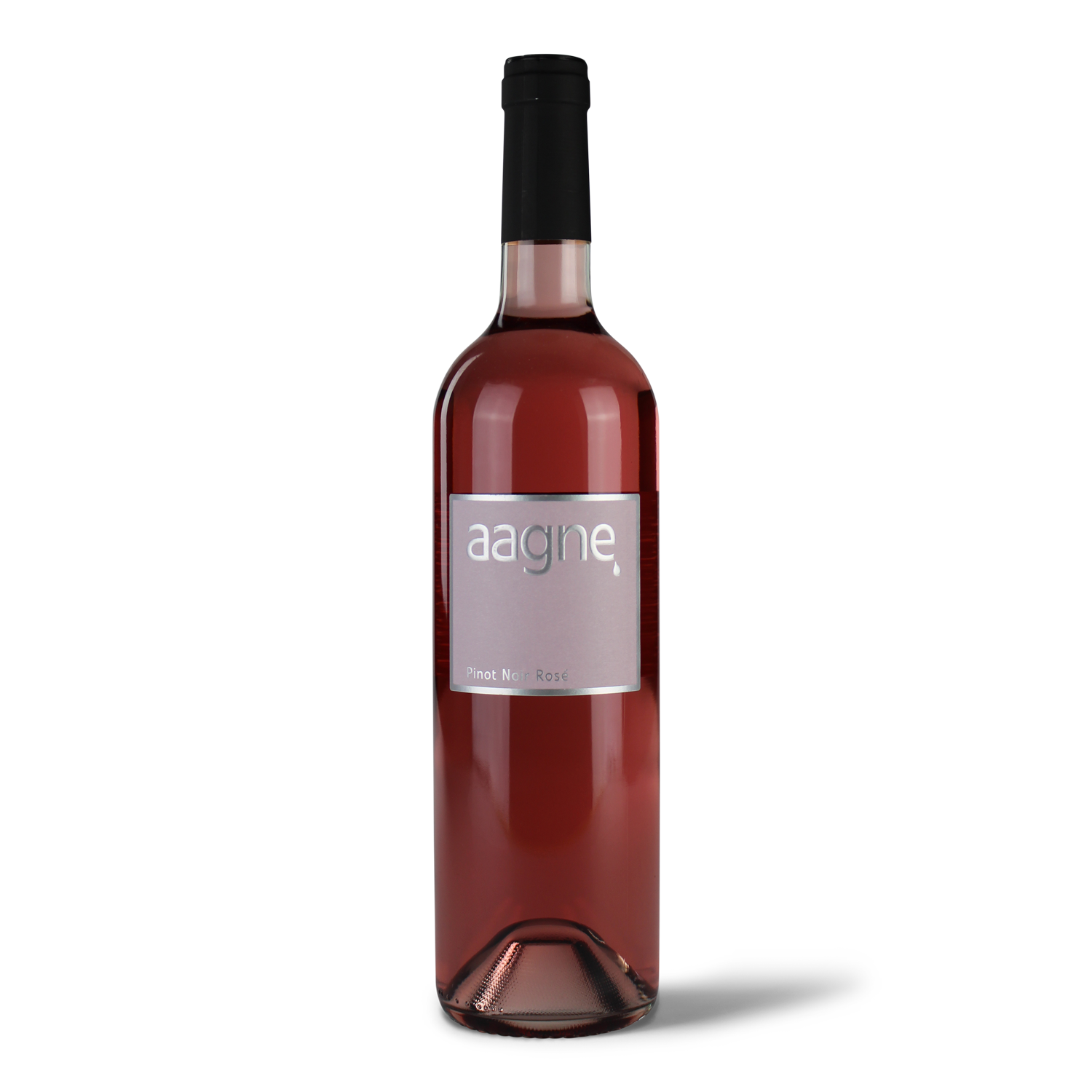 Roséweinflasche mit Etikett.